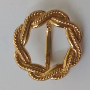 Vintage Scarf Ring Gold-Tone Chic Wreath Design Clip 2"